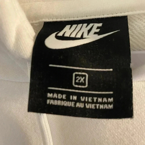 White Nike hoodie with orange/baby blue swoosh. Cropped 2X - Picture 4 of 6